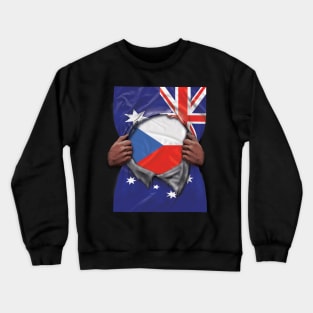 Czech Republic Flag Australian Flag Ripped - Gift for Czech From Czech Republic Crewneck Sweatshirt